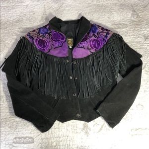 Chasset suede leather fringed jacket size L